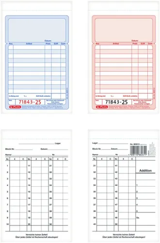 herlitz Formularbuch Kassenblock mit Additionsblatt, mit fortlaufenden Nummern DIN A6 2x 50 Seiten 300010476