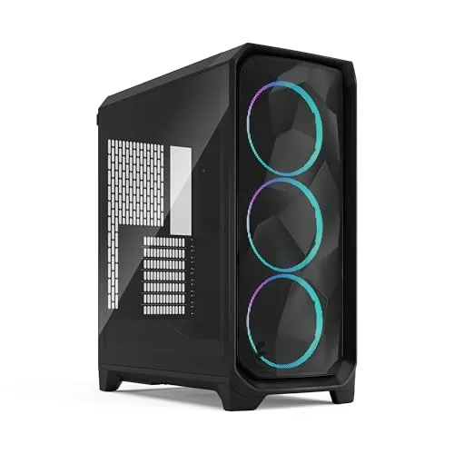 Fractal Design Meshify 3 RGB Black TG Light Tint | Hochwertiges PC-Gehäuse - Midi-Tower für Mini-ITX bis E-ATX Mainboards, mit 3 vorinstallierten Lüftern für optimale Kühlung und Platz für Grafikkarten bis 349 mm.