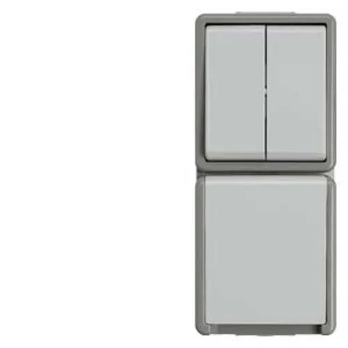 Siemens Delta Grau Serienschalter 5TA4815 - Smart Home Serienschalter IP44, bruch- und schlagfestes Gehäuse, schraubenlose Klemmen für einfache Verdrahtung und erhöhte Sicherheit.