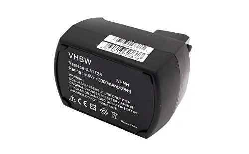 vhbw 1x Akku kompatibel mit Metabo BSZ9.6, BSZ9.6 Air Cooled, BSP9.6, BSZ9.6IM Plus, BSZ9.6 Impuls Elektrowerkzeug (3300 mAh, NiMH, 9,6 V)