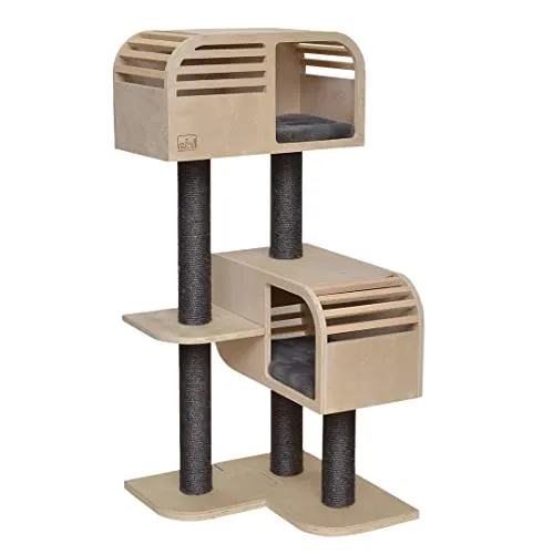 Europet Bernina Kratzbaum Atlas 120 - Design trifft Funktionalität - Kratzbäume & Möbel, große Variante mit Naturholz und weichen Kissen, ideal für Katzenliebhaber, die Stil und Komfort schätzen.