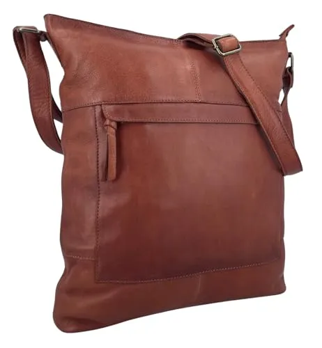 Gusti Shopper Tasche Leder - Maola Damen Shopper Umhängetasche Laptop Henkeltaschen Handtasche Groß Praktische Arbeitstasche Frauen braun Leder