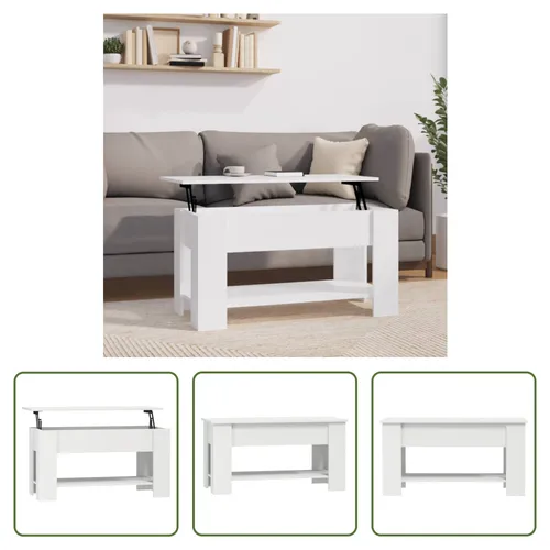 The Living Store Couchtisch Weiß 101x49x52 cm Holzwerkstoff