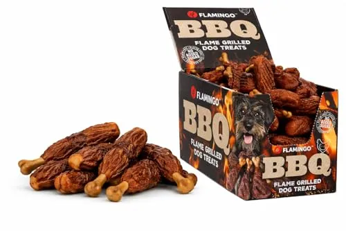 Hundeleckerli - Flamingo BBQ Hähnchenschenkel - 2 kg - Leckere BBQ Hähnchenschenkel für Hunde, proteinreich und glutenfrei. Ideal für aktive Hunde, mit einer ansprechenden Form, die für Belohnungsmomente im Alltag sorgt. Die 2 kg Packung garantiert langanhaltenden Genuss.