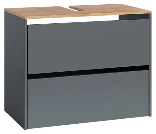 Vicco Waschbeckenunterschrank Viktor, Anthrazit/Goldkraft Eiche, 80.2 x 65 cm - Stylischer Waschbeckenunterschrank Viktor mit zwei geräumigen Schubladen für eine ordentliche Badezimmergestaltung. Der Siphonausschnitt sorgt für eine harmonische Optik. Ideal für ein modernes Ambiente!