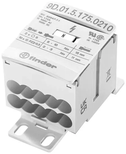 Finder Anschlussblock 9D.01.5.175.0210 - 175A, 1000V AC/1500V DC - Sonstiges, flexibler Energie-Verteilerblock mit 10 Ausgängen und hoher Nennleistung für effiziente Energieverteilung in elektrischen Anlagen.