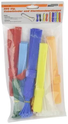 Brüder Mannesmann M13060 Kabelbinder 100 mm, 180 mm, 200mm Weiß, Rot, Grün, Gelb, Blau 350 Teile