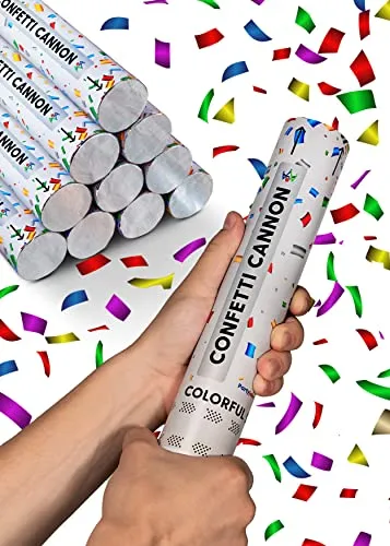 Praknu Konfetti Kanonen Set – 10 bunte 30cm Konfettikanonen von Partyjoker