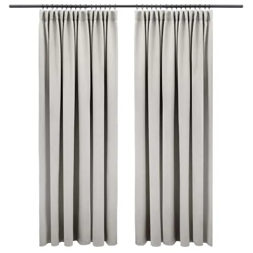 Blumtal Verdunklungsvorhänge Kräuselband 175x140 cm im 2er Set - Oeko-TEX zertifizierte Vorhänge Blickdicht - Verdunklungsvorhang - waschbare Vorhänge mit Kräuselband für Schiene in Grau