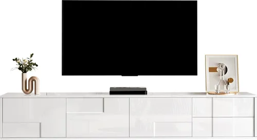 Fortuna Lai Modernes TV-Lowboard Weiß 170 cm – Hochglanz, flexibel montierbar