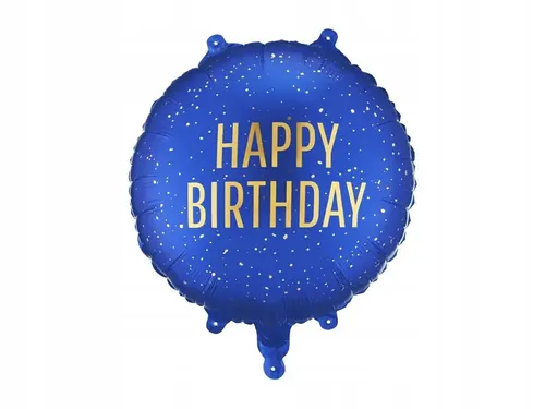 Balon foliowy pastylka Happy Birthday granatowy Navy 35x35cm PartyDeco