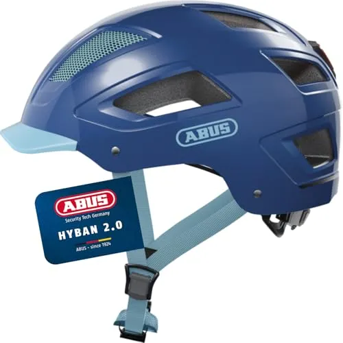 ABUS HYBAN 2.0 Fahrradhelm, Blau (core Blue), L - Fahrradhelm für Alltag und Freizeit: Sicher und stylisch mit ABS-Hartschale, 180° LED-Rücklicht und optimaler Belüftung. Ideal für unisex Erwachsene mit Kopfumfang 56-61 cm.