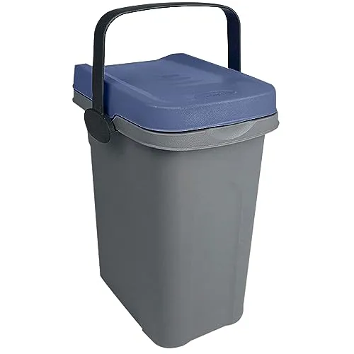 Abfalleimer 7 Liter Blau 19x23x30,5cm - mit Gummidichtung im Deckel mit dem Henkel verschließbar - Geruchstdichter Mülleimer Biomüll Windeleimer Wickeleimer Hygieneeimer Katzeneimer Küche Kompost 11