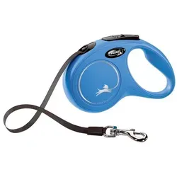 FLEXI New Classic Tape Größe S, 5m bis 15kg, Blau - Praktisches Trageband für kleine Hunde bis 15kg, flexibel und leicht zu handhaben, ideal für Spaziergänge.