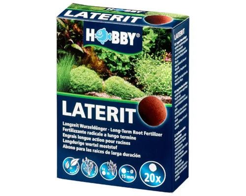 HOBBY Aquaristik Laterit I Wurzeldünger für Aquarienpflanzen - Langzeitversorgung für Aquarienpflanzen – 20 Düngekugeln mit Ø 15 mm. Fördert gesundes Wurzelwachstum und kräftige Farben, ohne Phosphate und Nitrate. Ideal für gezielte Nachdüngung.