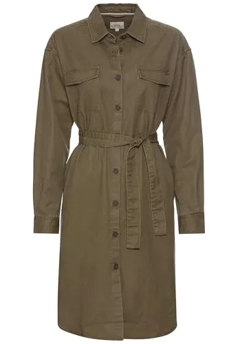 Camel Active Damen Kleid mit Gürtel in Khaki, Gr. L - Damen Kleid für Business und Freizeit, mit praktischem Gürtel und Taschen, ideal für jede Jahreszeit, aus hochwertiger Baumwolle und Lyocell.