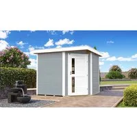 Weka Holz-Gartenhaus 229 Flachdach Lackiert 270 cm - Holz-Gartenhaus mit modernem Design und praktischem Dachüberstand, ideal für die Lagerung von Gartenutensilien oder als überdachte Sitzfläche.