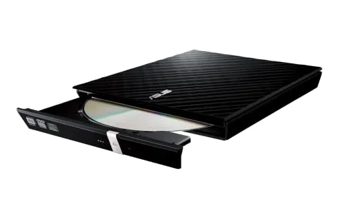 ASUS SDRW-08D2S-U Lite externer Slim DVD Brenner (8x DVD±R, 6x DVD±R DL, 5x DVD-RAM, USB 2.0) inkl. Cyberlink Power2Go, Hochglanz Schwarz