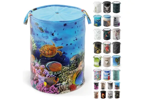 Sanilo Wäschekorb Ocean, 60 Liter - Faltbar mit Sichtschutz - Wäschekorb in maritimen Farben, faltbar und mit Sichtschutz, ideal für ein aufgeräumtes Zuhause. Hochwertiges Polyester sorgt für Langlebigkeit und einfache Pflege.