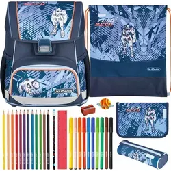Herlitz Schulranzen Set Loop Plus 10-teilig 2025 Jungen TechMech - Schulranzen Set für Jungen, ergonomisch gestaltet mit wasserabweisender Imprägnierung und 10-teiligem Zubehör, ideal für die Grundschule.