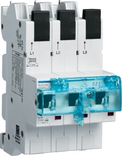 Hager HTS340E - SLS-Schalter 3-polig E 40A für Sammelschiene QC, hohe Sicherheit mit Multifunktionsverschluss und einfacher Montage