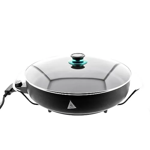 Multifunktions-Pizza Pan Pfanne Ø40cm 1500W - Pfanne für perfekte Pizzas und Grillgerichte, antihaftbeschichtet für müheloses Kochen und einfache Reinigung.