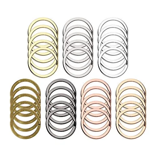 Flache Schlüsselanhänger Ring, Tiberham Rund Metall Split Schlüsselringe für Home Auto Office Schlüssel Befestigung, Arts & Crafts DIY Zubehör, 28 mm, 7 Farben, 35 Stück