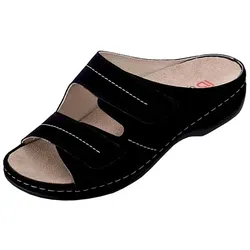 Berkemann Damen Fedora Pantoletten, Waschbare Schwarz, 38 2/3 EU - Wanderschuhe mit waschbarem Echtleder, ideal für hohen Tragekomfort und optimale Passform dank verstellbarer Klettverschlüsse und wechselbaren Fußbetten.