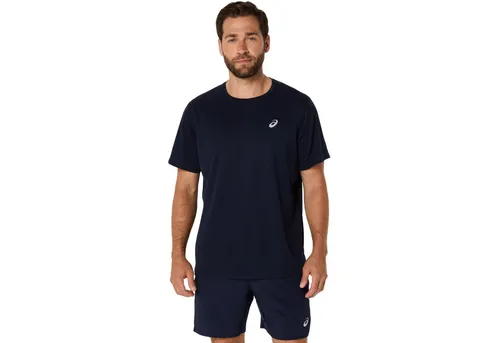Laufshirt ASICS CORE SS TOP Herren, Gr. S - Schwarz (Midnight) - Sportliches Laufshirt aus 100% Polyester, leicht und schnell trocknend. Reflektierende Details für bessere Sichtbarkeit bei Dunkelheit. Ideal für Läufer, die Komfort und Sicherheit schätzen.