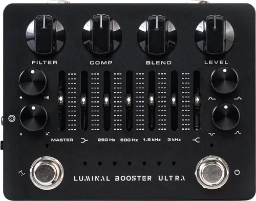 Darkglass Luminal Booster Ultra - Kompakter E-Bass Booster mit 6-Band-EQ und XLR-DI-Ausgang für flexibles Sound-Routing. Ideal für Studio und Bühne, bietet er vielseitige Klangbearbeitung und sieben Cab-Sims für authentische Klangerlebnisse.