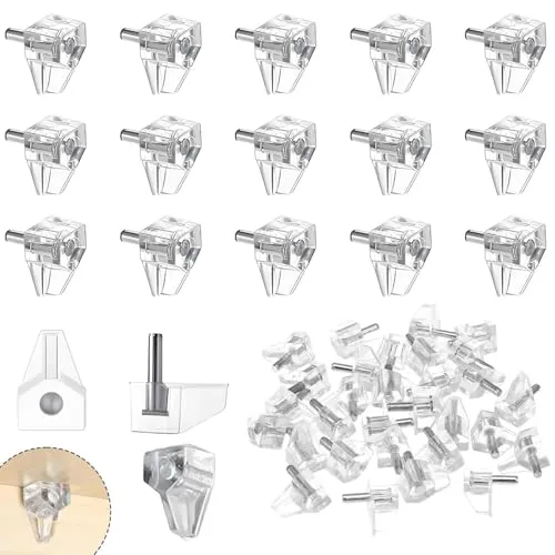 Stück Einlegeboden, Halter Bodenträger 5mm Regalbodenträger Kunststoff transparent mit Stahlstift transparent Kunststoff Regalboden für Möbel Bücherregale Schränke Holz Glas-Böden Regal 100