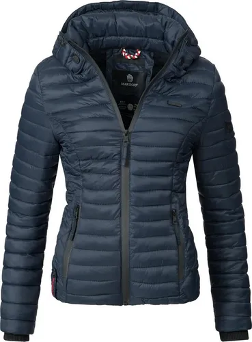 MARIKOO Damen Übergangsjacke Steppjacke mit Kapuze - Samtpfote Blau Gr. XXL - Funktionsjacken, taillierte und wasserabweisende Steppjacke mit hochwertiger Karo-Steppung, ideal für die Übergangszeit und vielseitig kombinierbar.