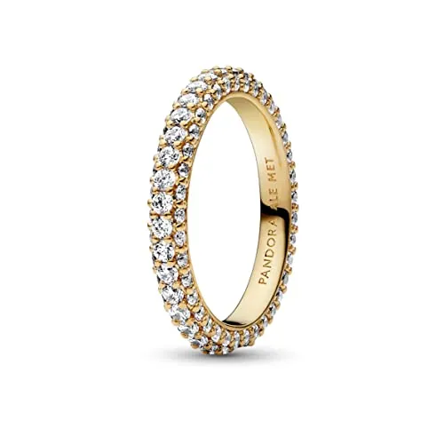 PANDORA Timeless Einreihiger Pavé Ring – Größe 54 - Eleganter Pavé Ring aus vergoldeter Metalllegierung mit strahlenden Cubic Zirkonia. Ideal für stilvolle Kombinationen und als Geschenk für besondere Anlässe.