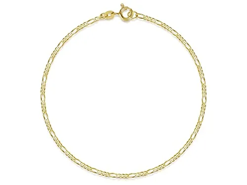 Edles Figarokette Armband Breite 2mm | aus echt 585 Gold | hochglanzpoliertes Armband | Echtgold mit Federringverschluß