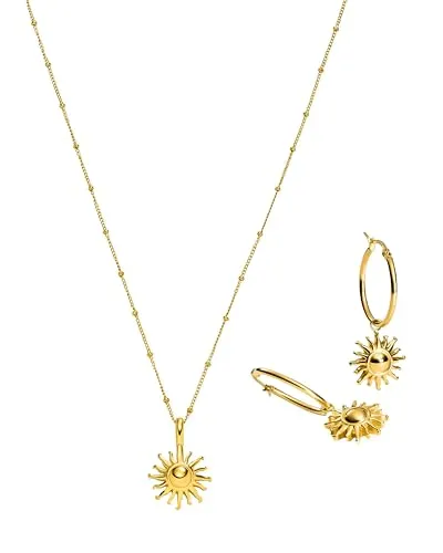 Purelei® Sun Kette – Damen Halskette mit Sonnen-Anhänger – Edelstahl, wasserfest, 50-55 cm - Die Purelei® Sun Kette mit ihrem einzigartigen Sonnen-Anhänger symbolisiert Lebensfreude und Selbstbewusstsein. Hergestellt aus hochwertigem, wasserfestem Edelstahl, ist sie ideal für jeden Anlass und vielseitig tragbar.