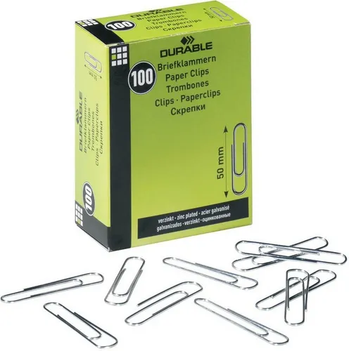 DURABLE Büroklammer Briefklammern 50mm verzinkt VE=100 Stück