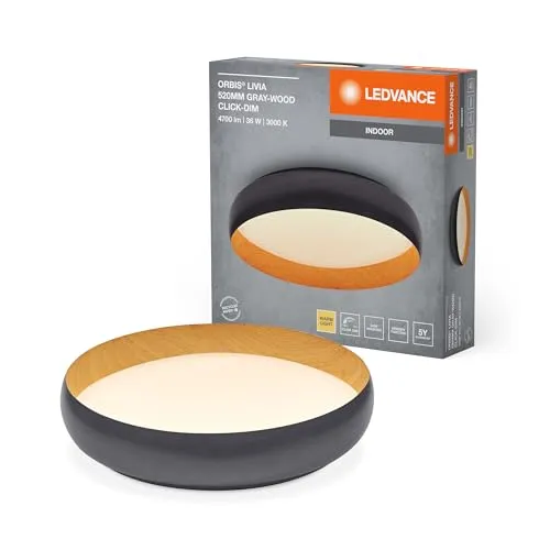 LEDVANCE ORBIS Livia LED-Deckenleuchte - Moderne Deckenleuchte mit dimmbarer 36W LED-Technologie, 2000lm und warmweißem Licht (3000K) für eine einladende Atmosphäre in jedem Raum.