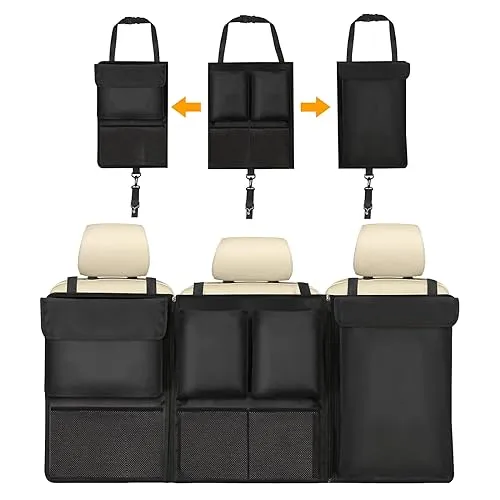 URAQT Kofferraum Organizer Auto, Aufbewahrungstasche, Kofferraumtasche Auto, Wasserdicht Multifunktionale, Teilt Kofferraum Rücksitz mit Vielen Tasche Schwarz 101CM*46CM