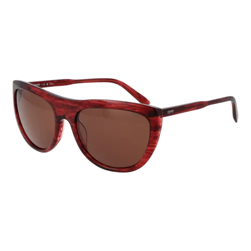 Esprit Sonnenbrille ET39289 534 56 Damen - Damen Sonnenbrille mit 100% UVA & UVB Schutz, stilvollem roten Vollrandrahmen und orangefarbenen Gläsern – ideal für den Sommer!