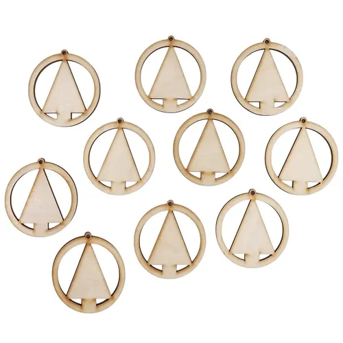 Holz-Christbaumanhänger Set 10 Stück - Tannenbaum - 6 cm