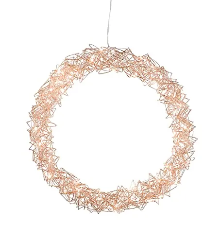 Spetebo LED Metallkranz zum Hängen 30 cm - rosé gold - Deko Kranz mit 35 LED in warm weiß - Weihnachten Advent Tür Wohnen Dekoration