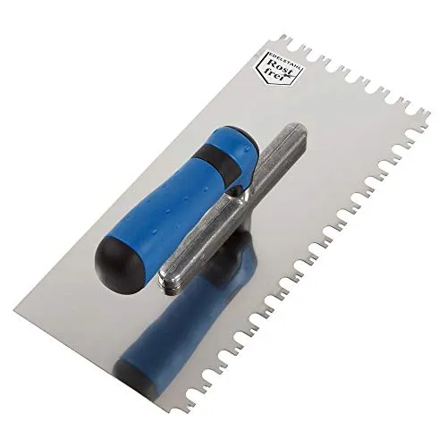 Karl Dahm Softgriff-Zahnkelle Ideal Medi I Rostfreie Fliesen-Kelle mit 8/10 mm Zahnung I Kelle mit ergonomischem Softgriff I Für ein schnelles & hohlraumfreies Erstellen von Kleberbetten – 10785