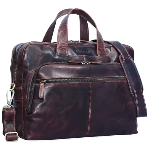 STILORD 'Lias' Echtleder Umhängetasche für Herren – Stilvoll und praktisch - Laptop-Schultertasche aus echtem Rindsleder mit gepolstertem Fach für 15,6 Zoll Laptops, ideal für Beruf und Freizeit. XL Platzangebot mit mehreren Fächern für optimale Organisation.