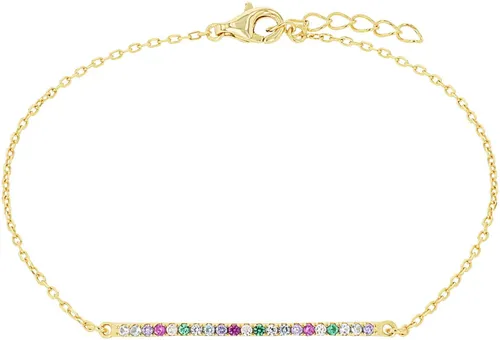 Amor Armband Regenbogen-Design mit Zirkonia - Silberarmband für Frauen, verziert mit bunten Zirkonia in hochwertigem 925 Sterling Silber. Verstellbar von 17 cm bis 19 cm, ideal für stilvolle Akzente und Kombinationen mit anderem Schmuck.