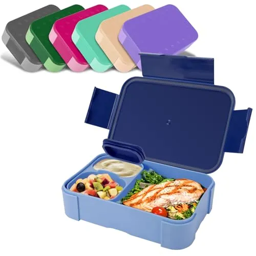Pavlleen Brotdose Kinder mit Fächern, 900 ml auslaufsichere Lunchbox, Reise-Lunchbox, Jausenbox Brotbox, geeignet für Schule,Picknick, mikrowellen/spülmaschinenfest (blau)