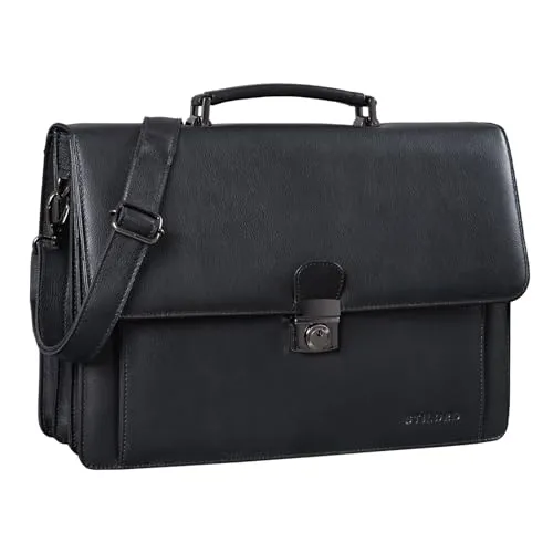 STILORD 'Angelo' Vintage Aktentasche aus Echtleder für 15.6 Zoll Laptops - Elegante Aktentasche aus echtem Leder mit Laptopfach für 15.6 Zoll Geräte | Ideale Businesstasche für stilbewusste Profis | Hochwertige Verarbeitung und praktische Fächer für optimale Organisation