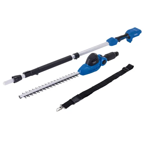Scheppach 20V Akku Teleskop Heckenschere C-PHS410-X - Heckenschere mit 20V Akkubetrieb und stufenlos arretierbarer Teleskopstange für müheloses Schneiden bis 2,6 m Höhe. Ideal für präzise Gartenpflege!