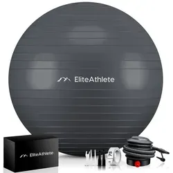 EliteAthlete® Gymnastikball 65cm - Ergonomischer Sitzball mit Anti Burst System für Fitness und Schwangerschaft - Gymnastikball mit Anti-Burst-System, ideal für Fitness, Yoga und als Schwangerschaftsball. Inklusive Luftpumpe für sofortigen Einsatz!