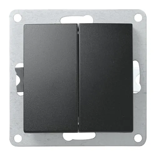 Produktbild McPower Wechselschalter 2-fach | Flair | Doppel-Lichtschalter, 250V~/10A, Unterputz, Wippschalter mit Steckanschluss, matt Schwarz