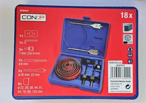 Connex Lochsäge Lochsägesatz 18-teilig Spanplatten, MDF, Gipskarton